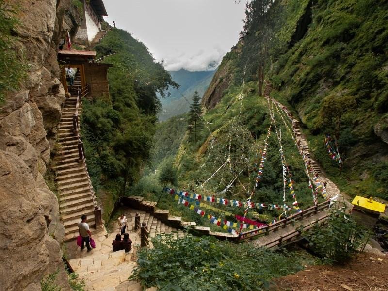 Prayer-flag stairs, Tiger’s Nest