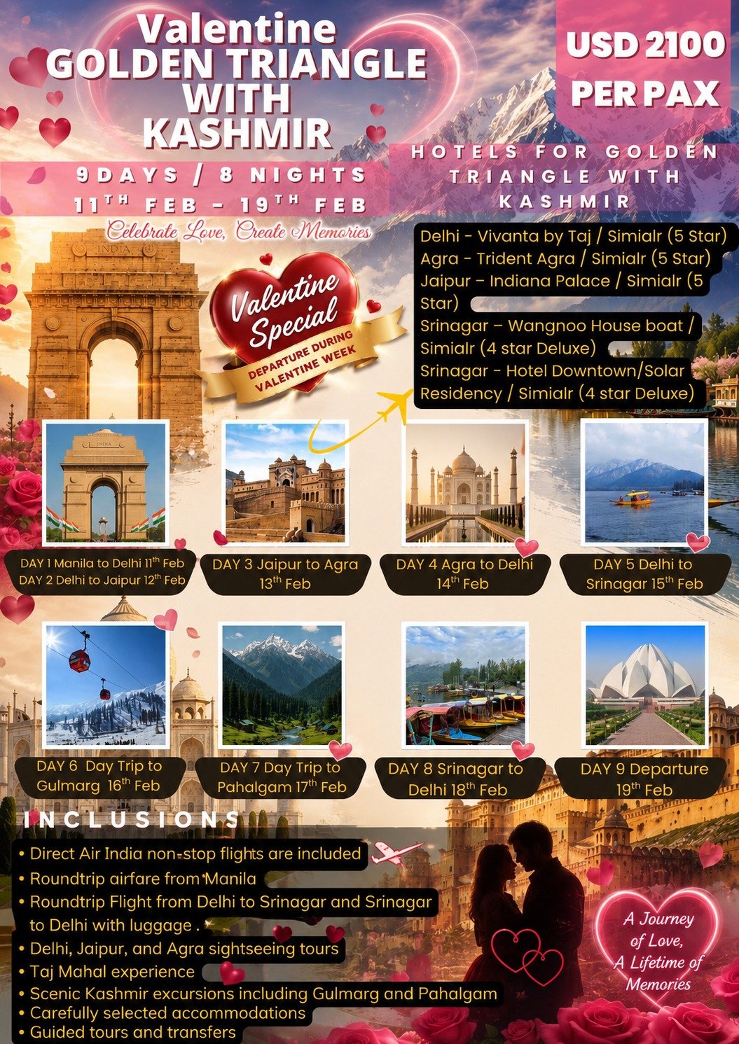 Valentine Special Golden Triangle with Kashmir