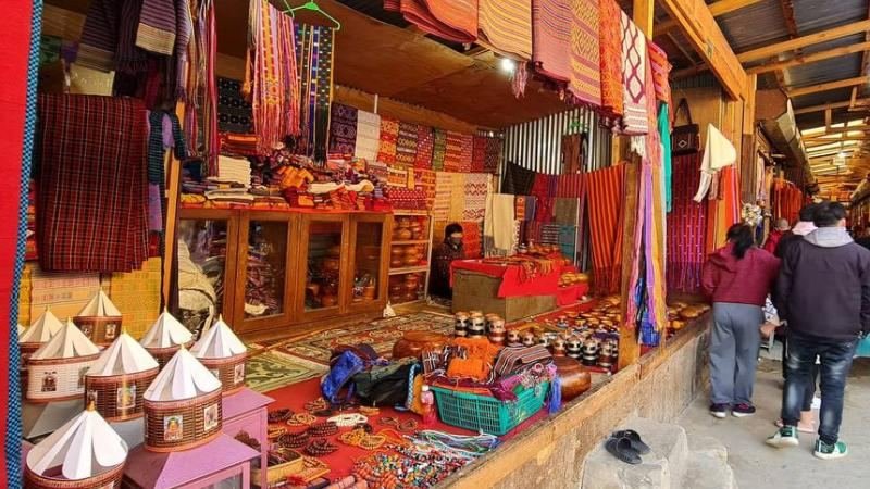 Textiles and handicrafts at a Thimphu craft market