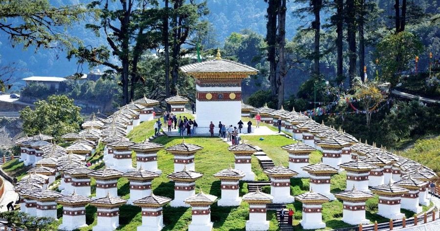 The 108 chortens at Dochula Pass