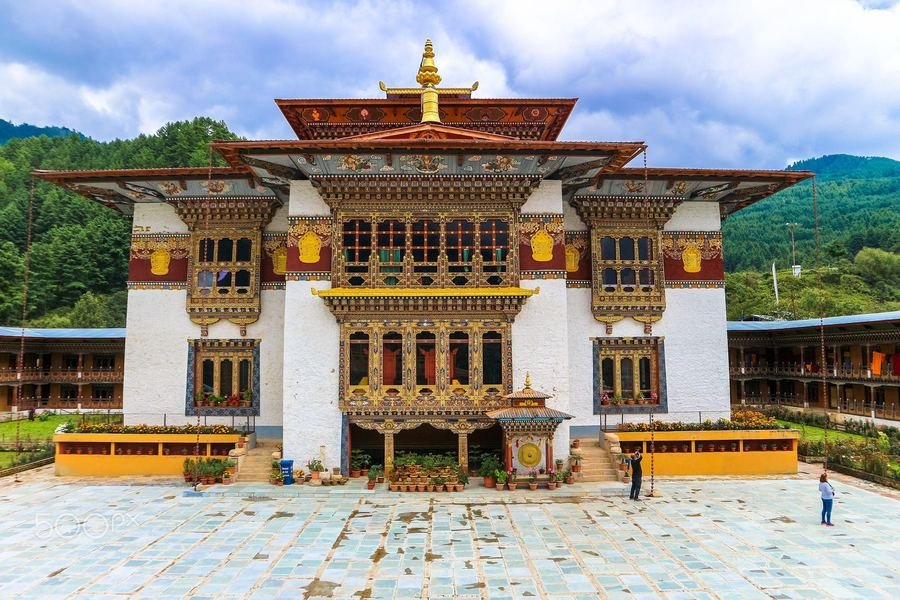 Ornate temple courtyard in the Bumthang valley
