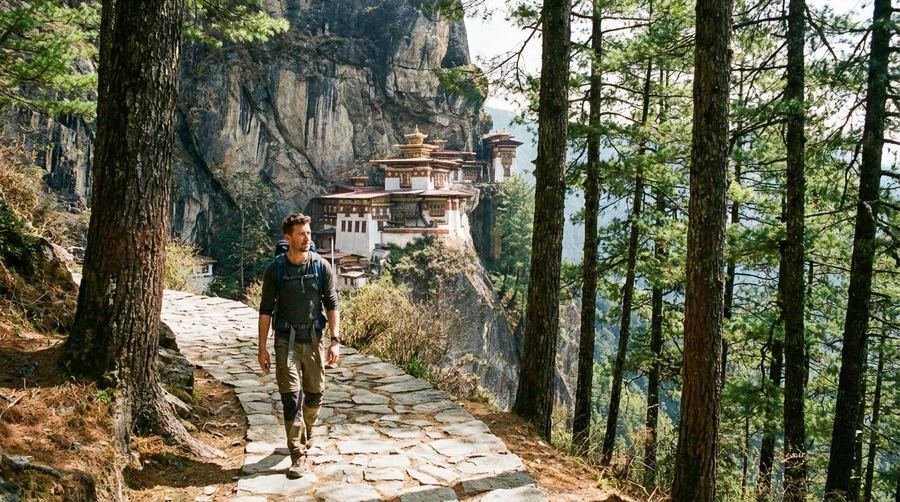 Walker on the forest trail to Tiger&rsquo;s Nest