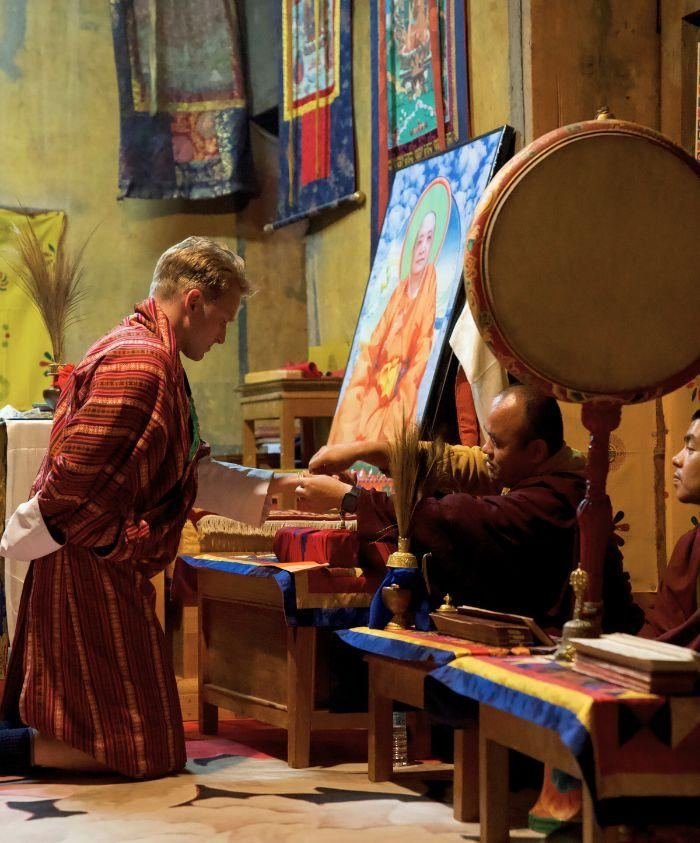 Private blessing ceremony with a Bhutanese monk