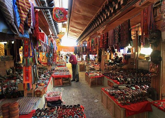 Handicraft stalls at the Thimphu Craft Bazaar