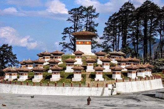 The 108 memorial chortens at Dochula Pass