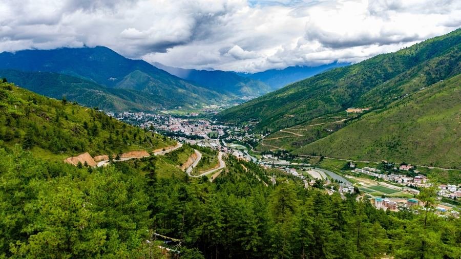 Thimphu spread across the valley floor