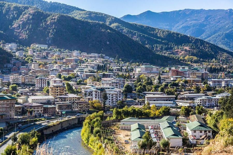 Thimphu town along the river
