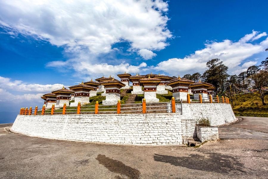 The 108 memorial chortens at Dochula Pass