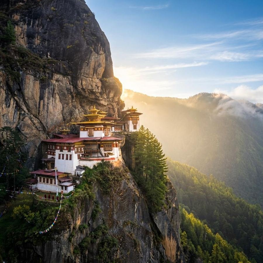 Tiger&rsquo;s Nest Monastery lit by the morning sun