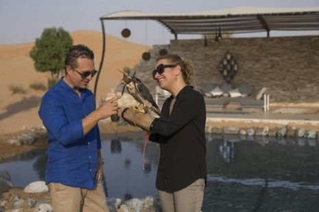 Falconry demonstration in the Arabian Desert