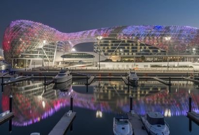 Yas Marina and Yas Island at night