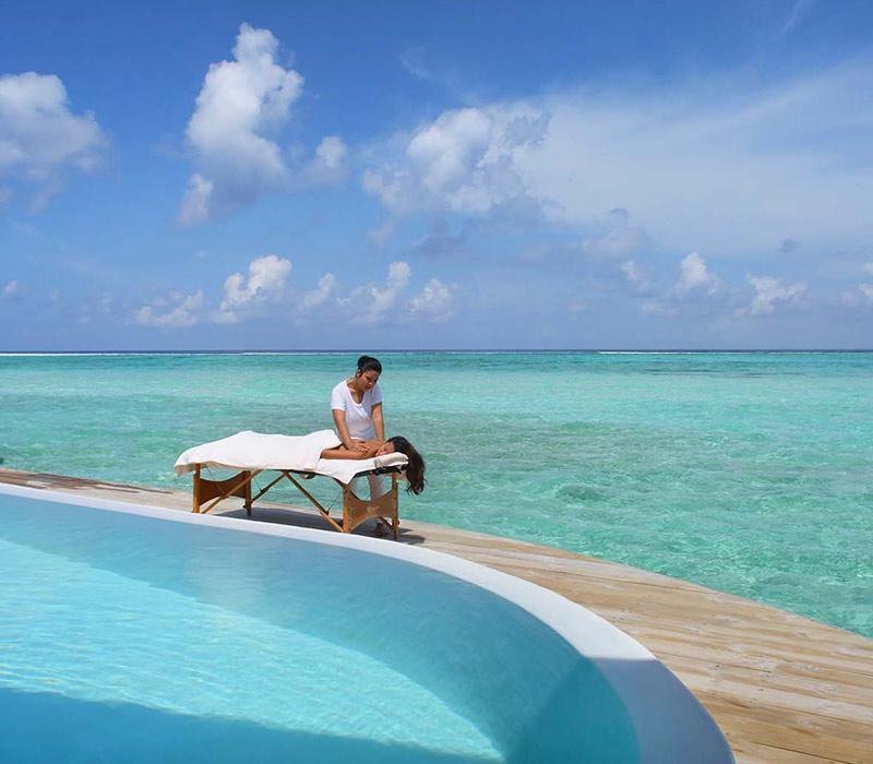 Couples&rsquo; spa treatment beside the lagoon, Soneva Jani