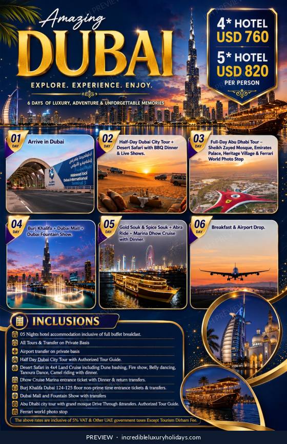 Amazing Dubai — 5 Nights / 6 Days, USD 760 per person