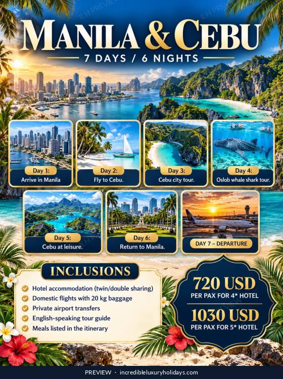 Manila & Cebu — 7 Days / 6 Nights, from USD 720 per person