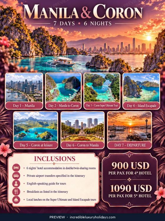 Manila & Coron — 7 Days / 6 Nights, from USD 900 per person