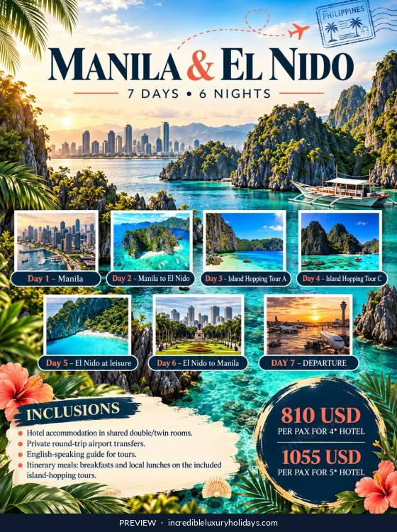 Manila & El Nido — 7 Days / 6 Nights, from USD 810 per person